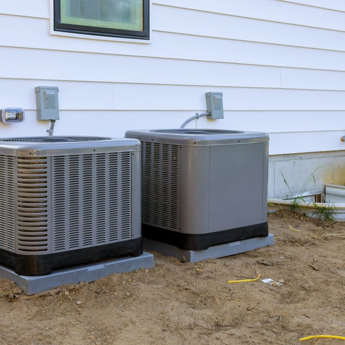 Air conditioning system outside installation on of the house.